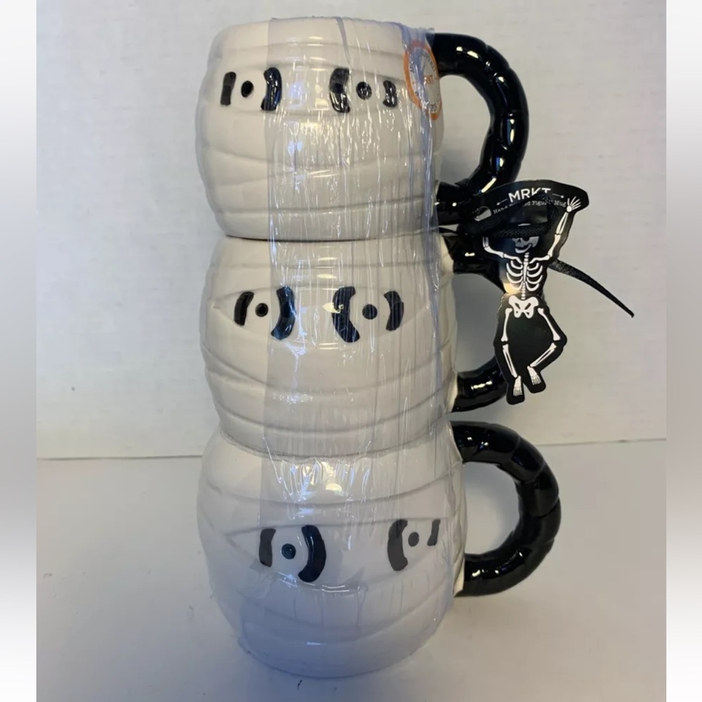 Goblin & Ghoul Halloween Mug Set MUMMY Stacking Stackable Spooky Dad Mom Baby